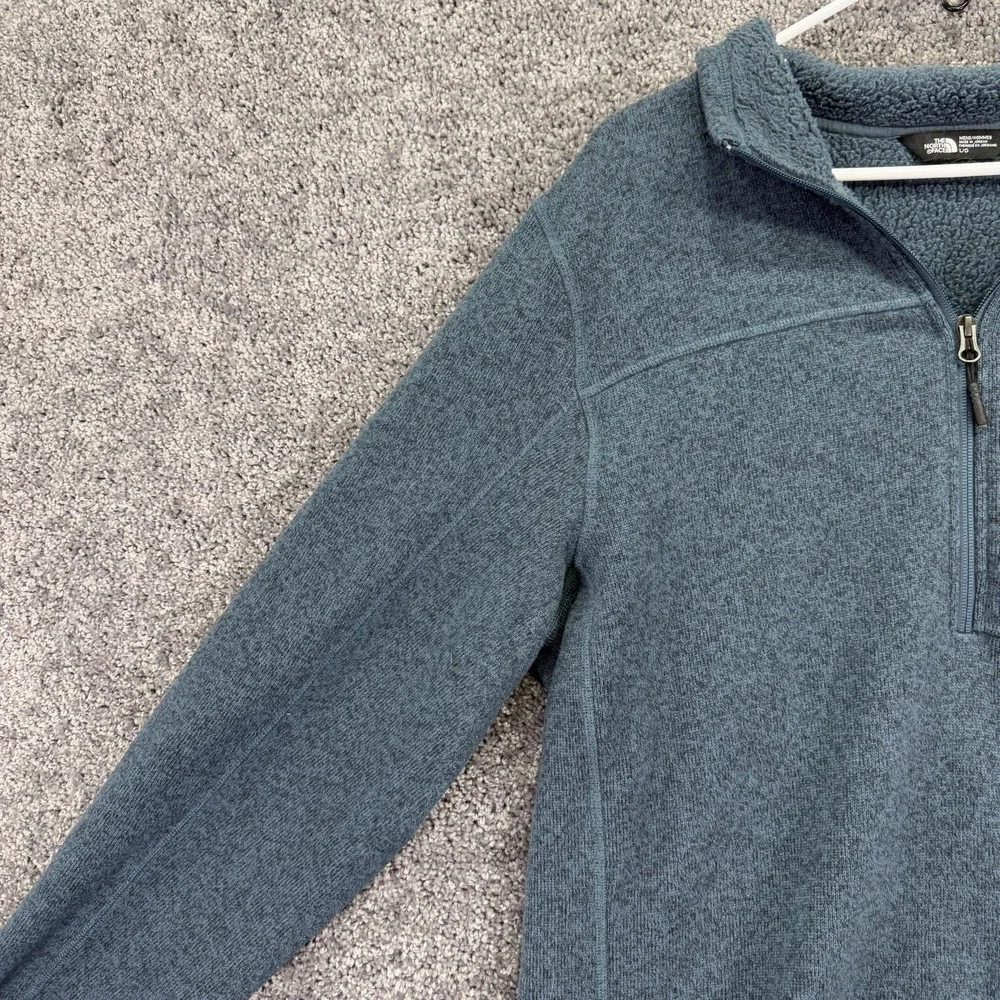 The North Face Sweater Mens Large Blue Fleece 1/4 Zip Pullover Outdoor Hiking